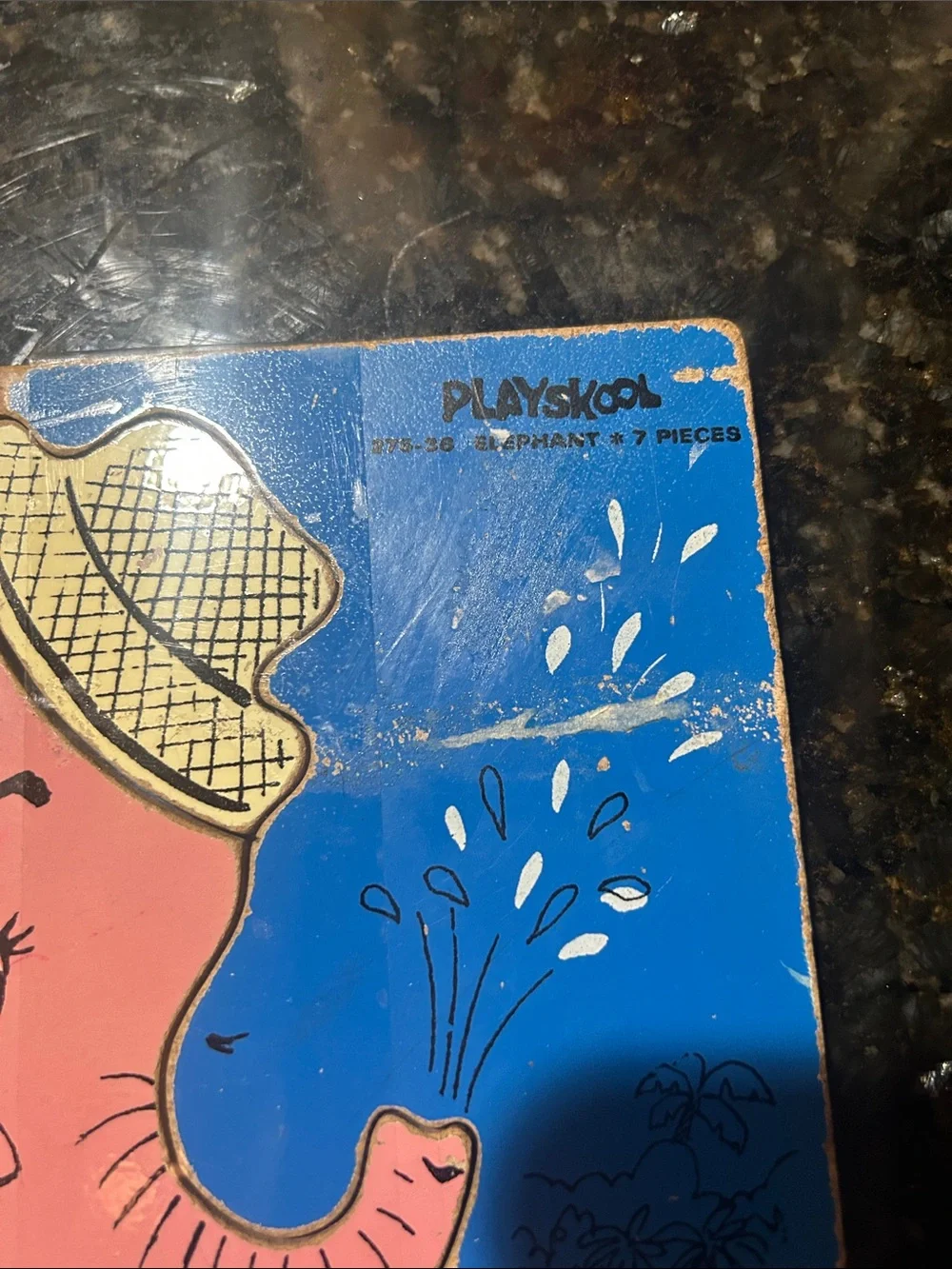 vintage playskool Pink Elephant Kids Wooden Puzzle - Pink